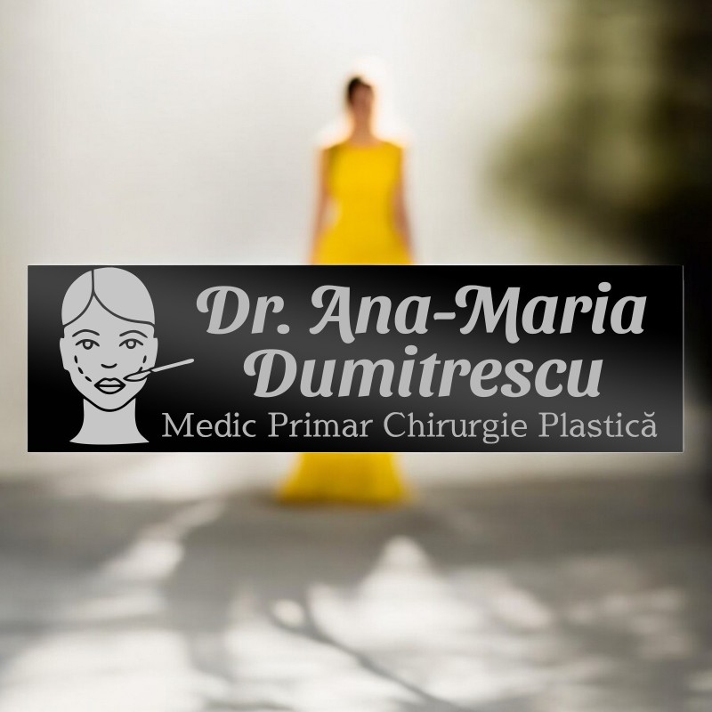                  Ecuson Personalizat Inox Negru Nume Doctor Estetician
               