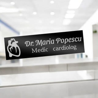 Ecuson Personalizat Inox Negru Nume Doctor Cardiolog