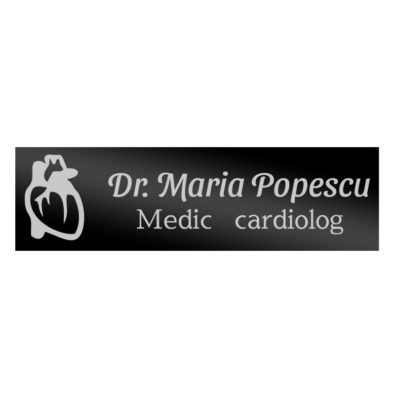 Ecuson Personalizat Inox Negru Nume Doctor Cardiolog