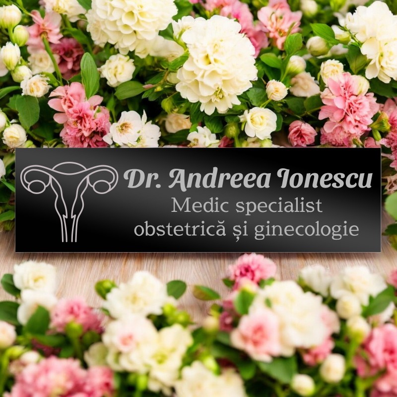                  Ecuson Personalizat Inox Negru Nume Doctor Ginecolog
               