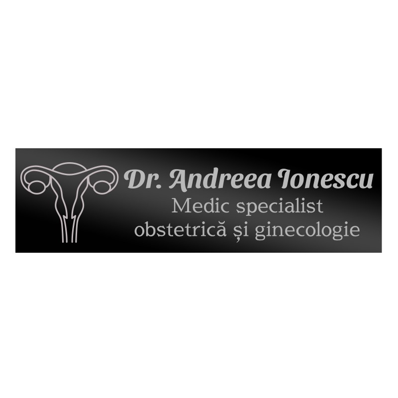 Ecuson Personalizat Inox Negru Nume Doctor Ginecolog