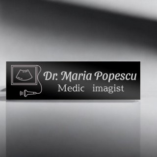 Ecuson Personalizat Inox Negru Nume Doctor Imagist