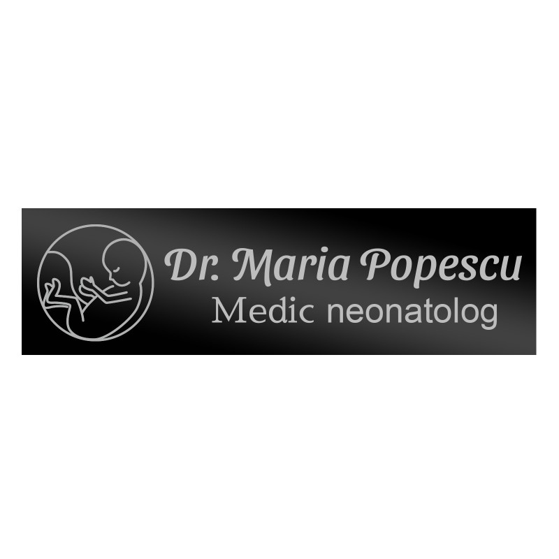                  Ecuson Personalizat Inox Negru Nume Doctor Neonatolog
               