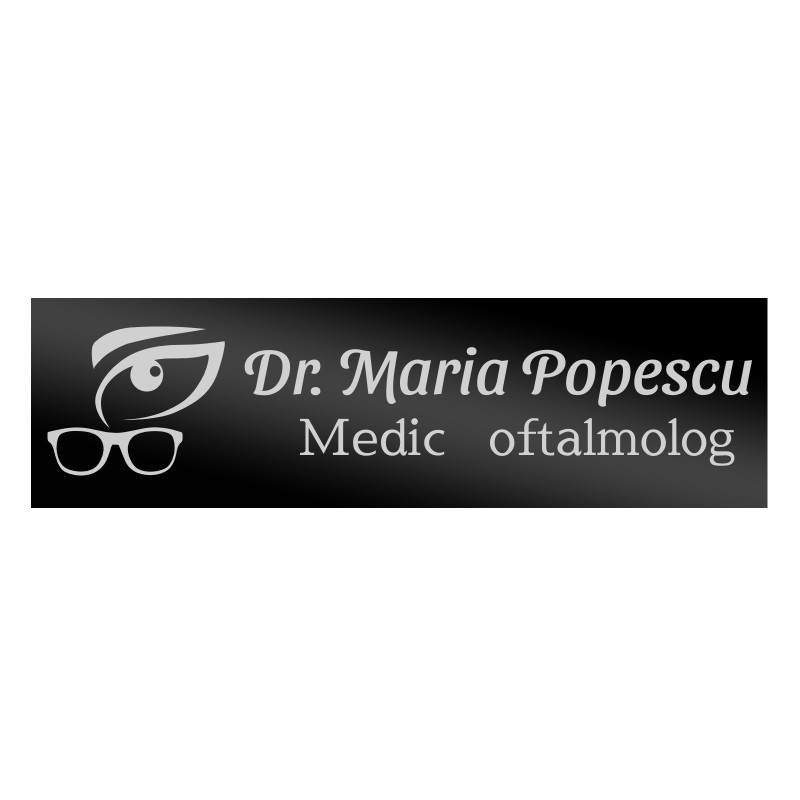 Ecuson Personalizat Inox Negru Nume Doctor Oftalmolog