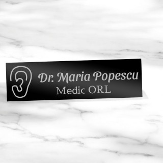 Ecuson Personalizat Inox Negru Nume Doctor ORL