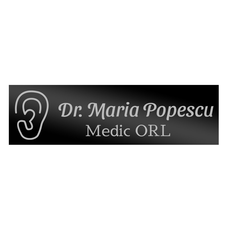 Ecuson Personalizat Inox Negru Nume Doctor ORL