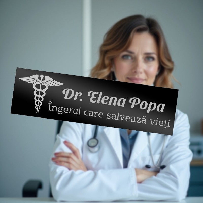                  Ecuson Personalizat Inox Negru Nume Doctor Inger
               