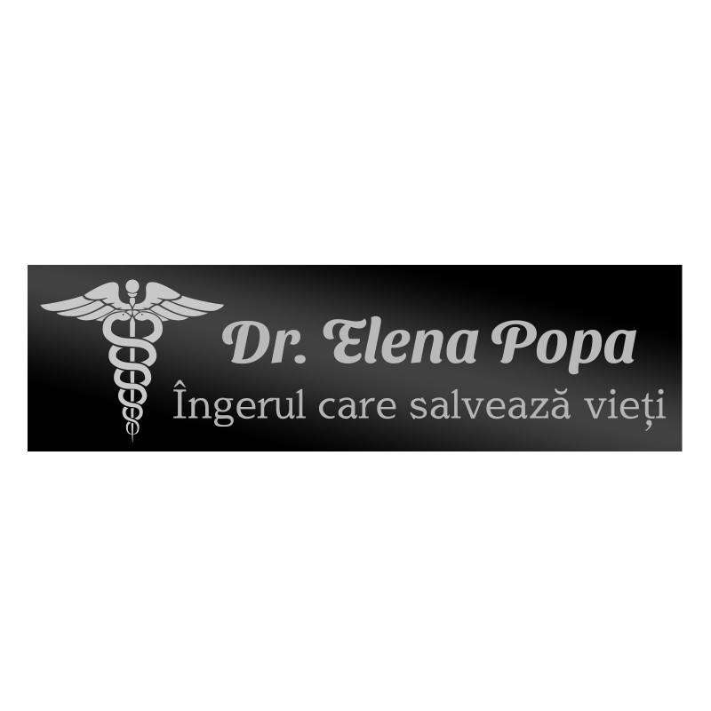 Ecuson Personalizat Inox Negru Nume Doctor Inger