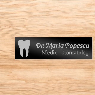 Ecuson Personalizat Inox Negru Nume Doctor Stomatolog