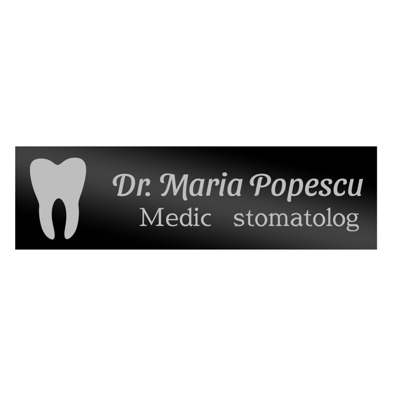 Ecuson Personalizat Inox Negru Nume Doctor Stomatolog