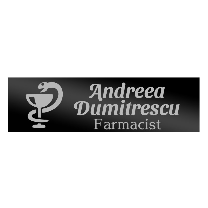                  Ecuson Personalizat Inox Negru Nume Farmacist
               