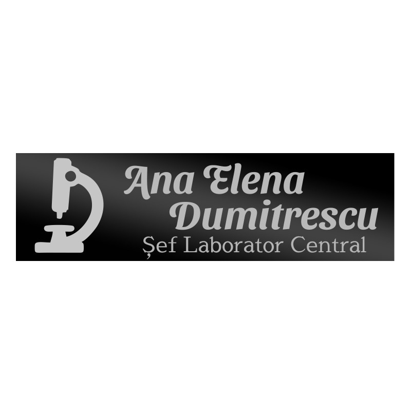 Ecuson Personalizat Inox Negru Nume Cercetator
