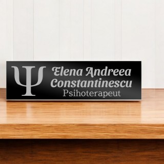 Ecuson Personalizat Inox Negru Nume Psihoterapeut