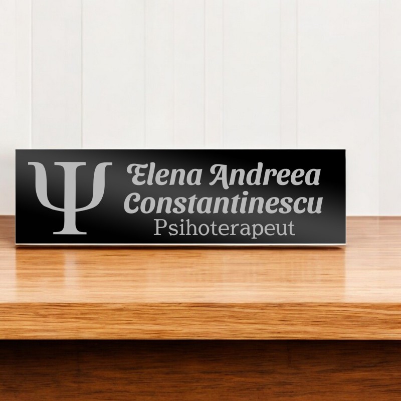                  Ecuson Personalizat Inox Negru Nume Psihoterapeut
               