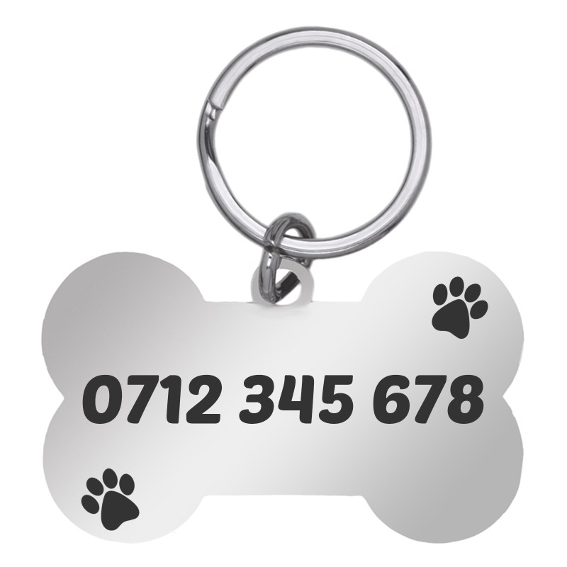 Medalion Personalizat Os Pietre Inox Argintiu Nume Numar de telefon