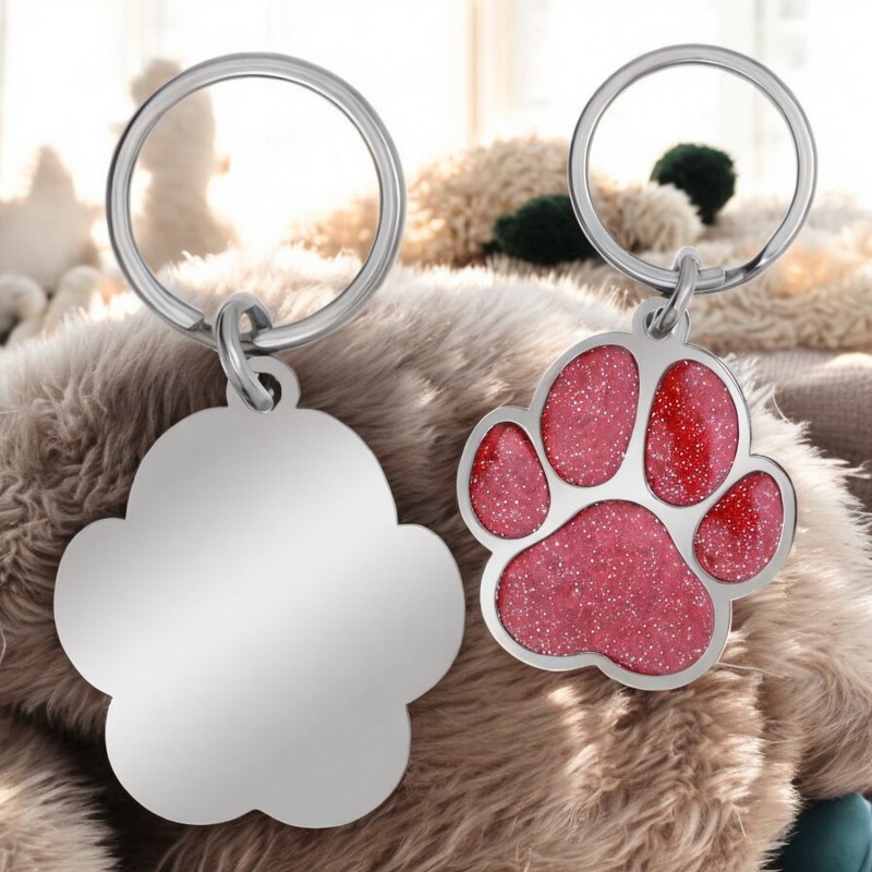Medalion Personalizat Labuta Rosie Inox Argintiu Poza Nume Numar de telefon