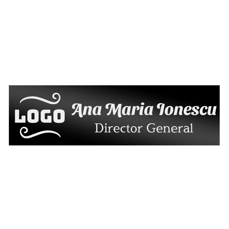                  Ecuson Personalizat Inox Negru Logo Companie Nume Functie
               