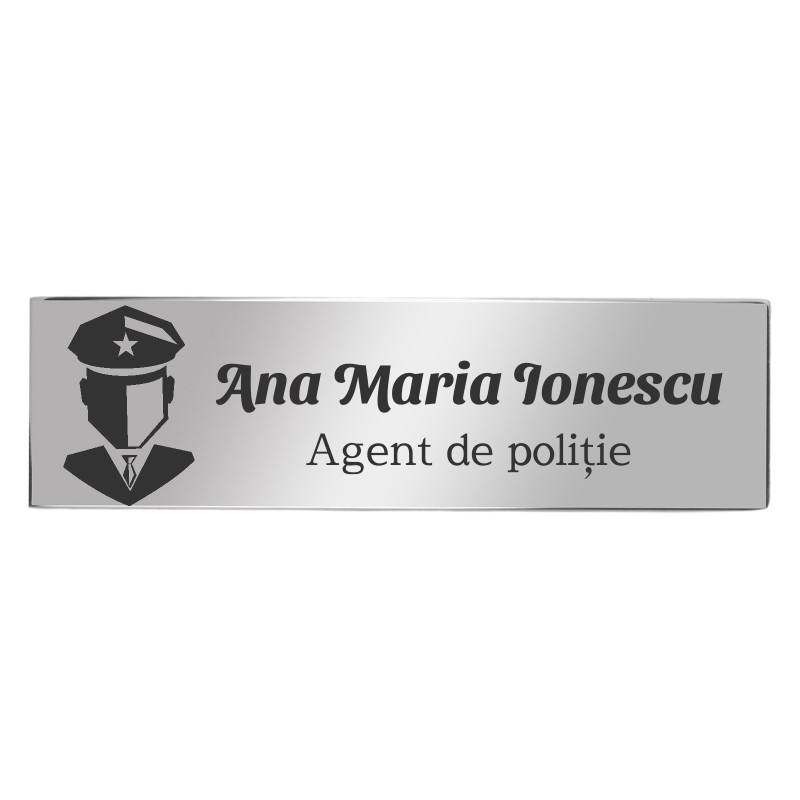                  Ecuson Personalizat Inox Argintiu Nume Politie
               
