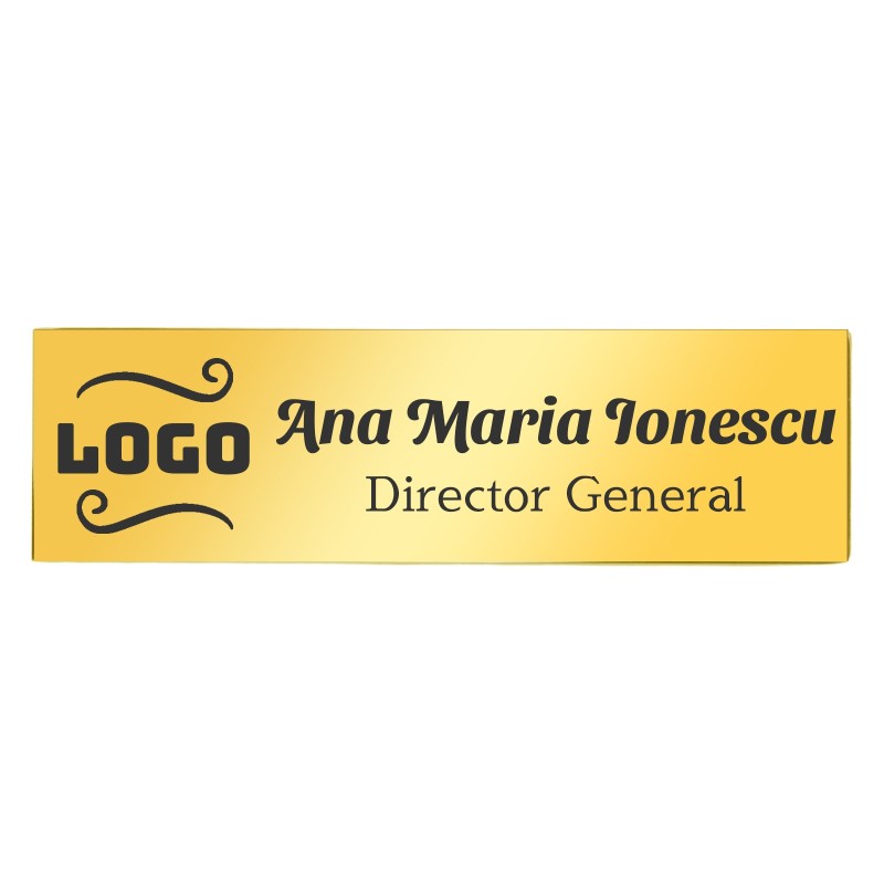                  Ecuson Personalizat Inox Auriu Logo Companie Nume Functie
               