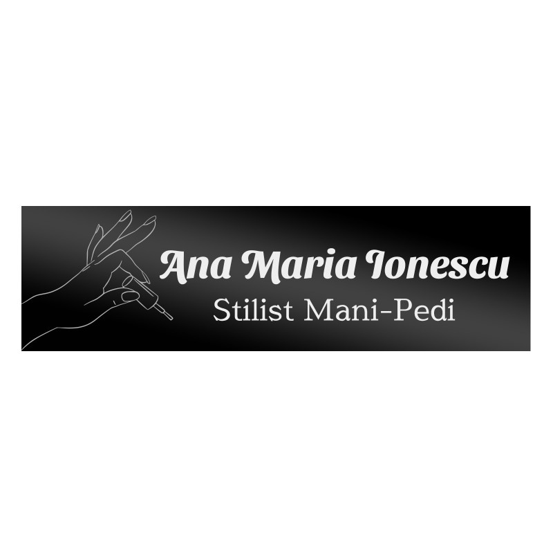                  Ecuson Personalizat Inox Negru Nume Stilist Manichiura Pedichiura
               