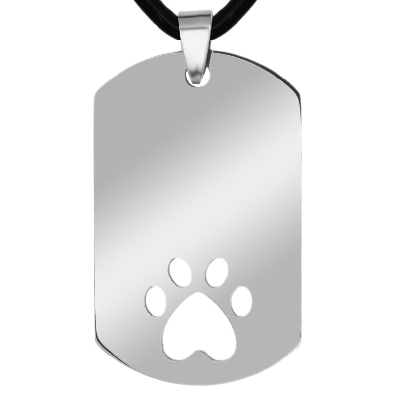 Colier Personalizat Army Labuta Inox Argintiu Piele Lantisor Poza Pisica Caine