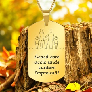 Colier Personalizat Army Inox Auriu Acasa