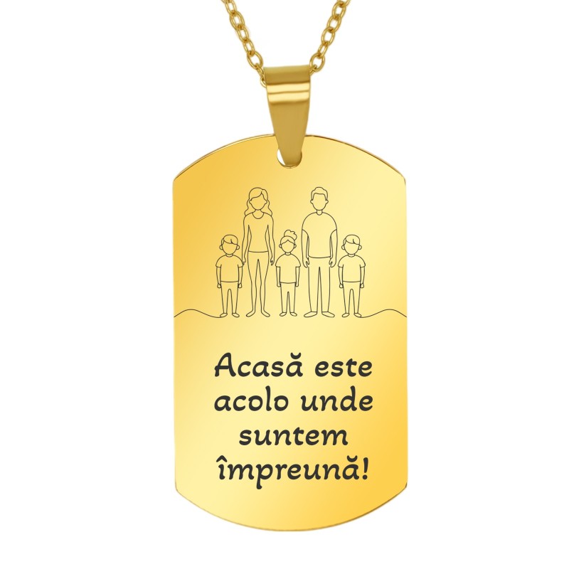                  Colier Personalizat Army Inox Auriu Acasa
               