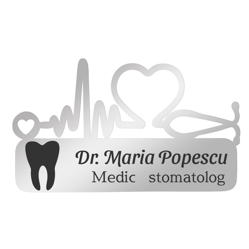                  Ecuson Medical Personalizat Inox Argintiu Doctor Stomatolog
               