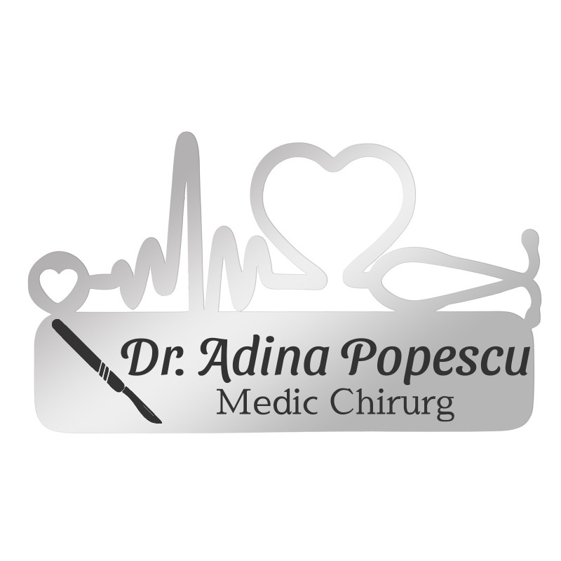                  Ecuson Medical Personalizat Inox Argintiu Medic Chirurg
               