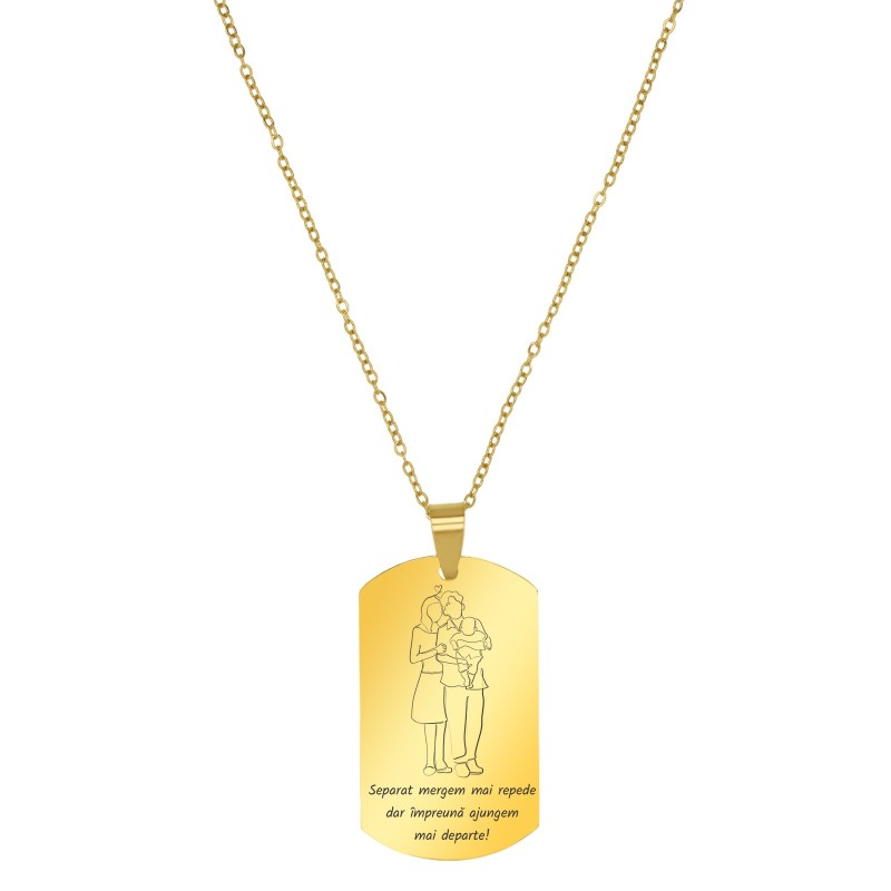 Colier Personalizat Army Inox Auriu Familie