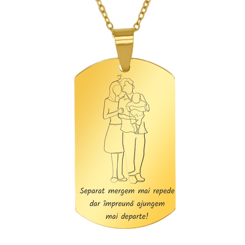                  Colier Personalizat Army Inox Auriu Familie
               