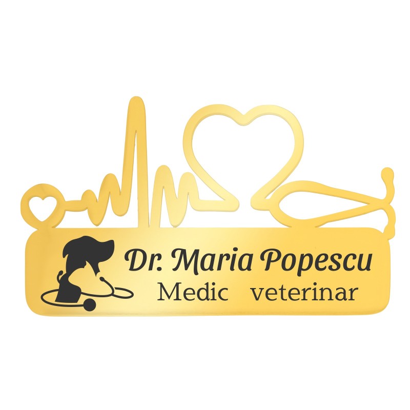 Ecuson Medical Personalizat Inox Auriu Medic Veterinar
