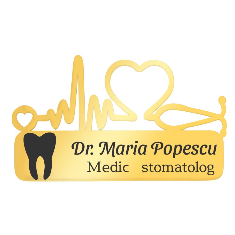 Ecuson Medical Personalizat Inox Auriu Doctor Stomatolog