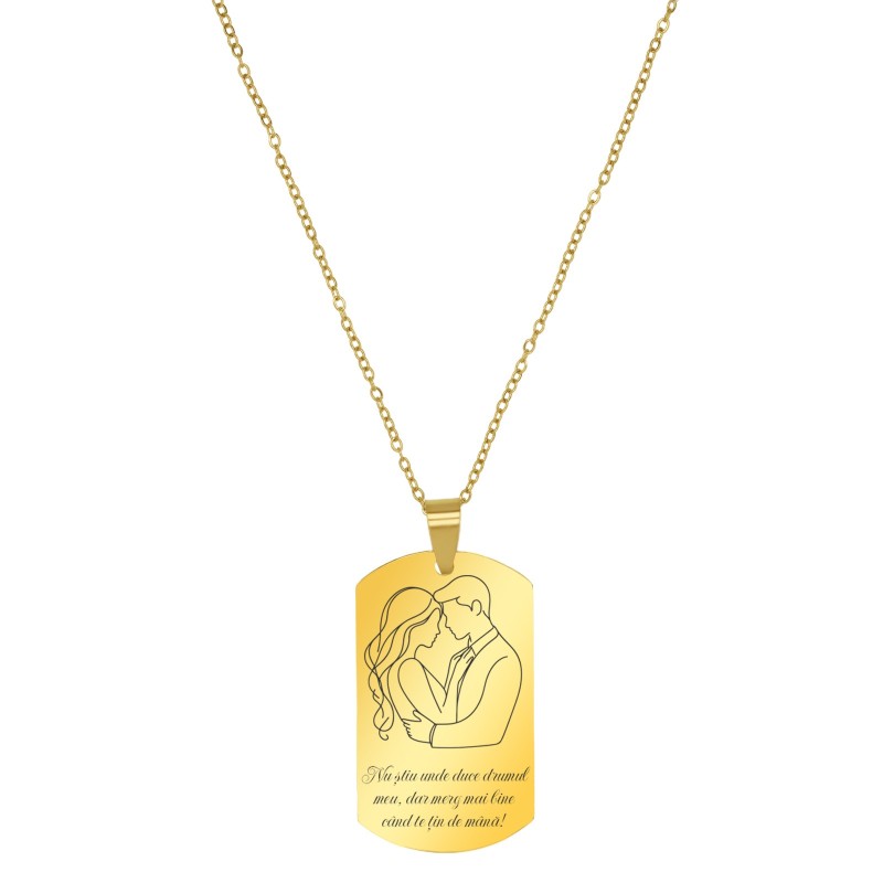 Colier Personalizat Army Inox Auriu Sentimente