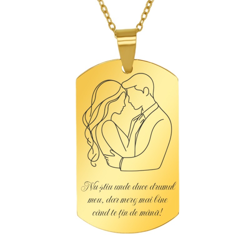 Colier Personalizat Army Inox Auriu Sentimente