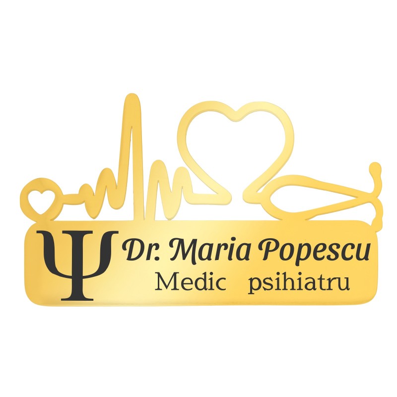 Ecuson Medical Personalizat Inox Auriu Medic Psihiatru