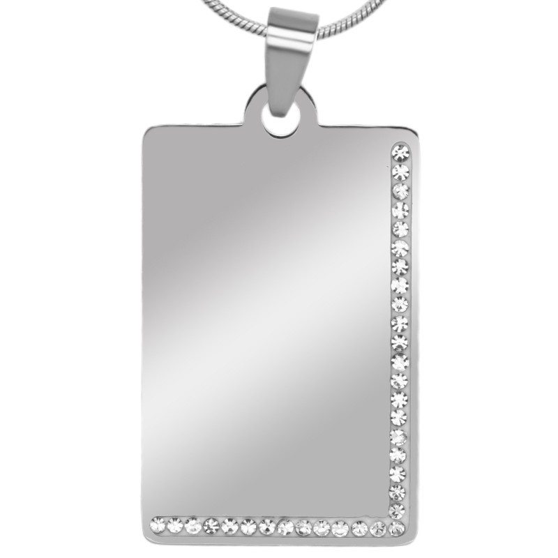 Colier Personalizat Dreptunghi Pietre Inox Argintiu Lantisor Tub Doctor