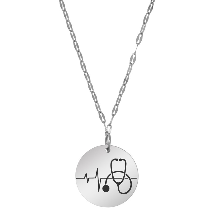 Colier Personalizat Banut Inox Argintiu Doctor