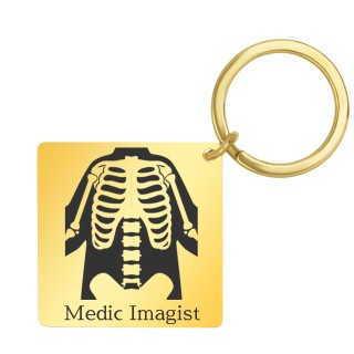 Breloc Personalizat Romb Inox Auriu Medical