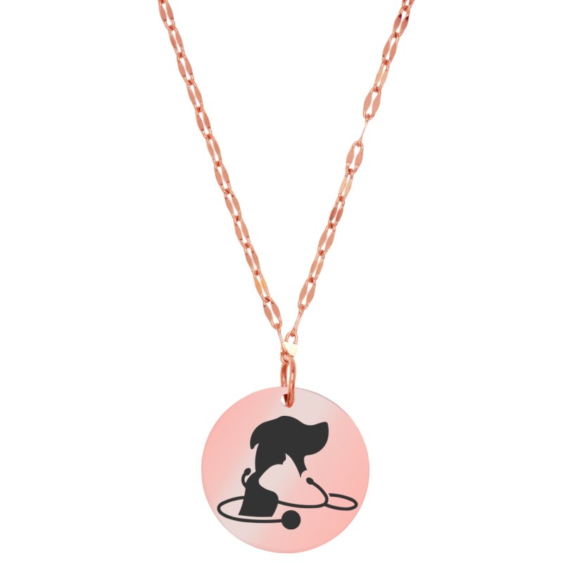 Colier Personalizat Banut Inox Rose Gold Doctor