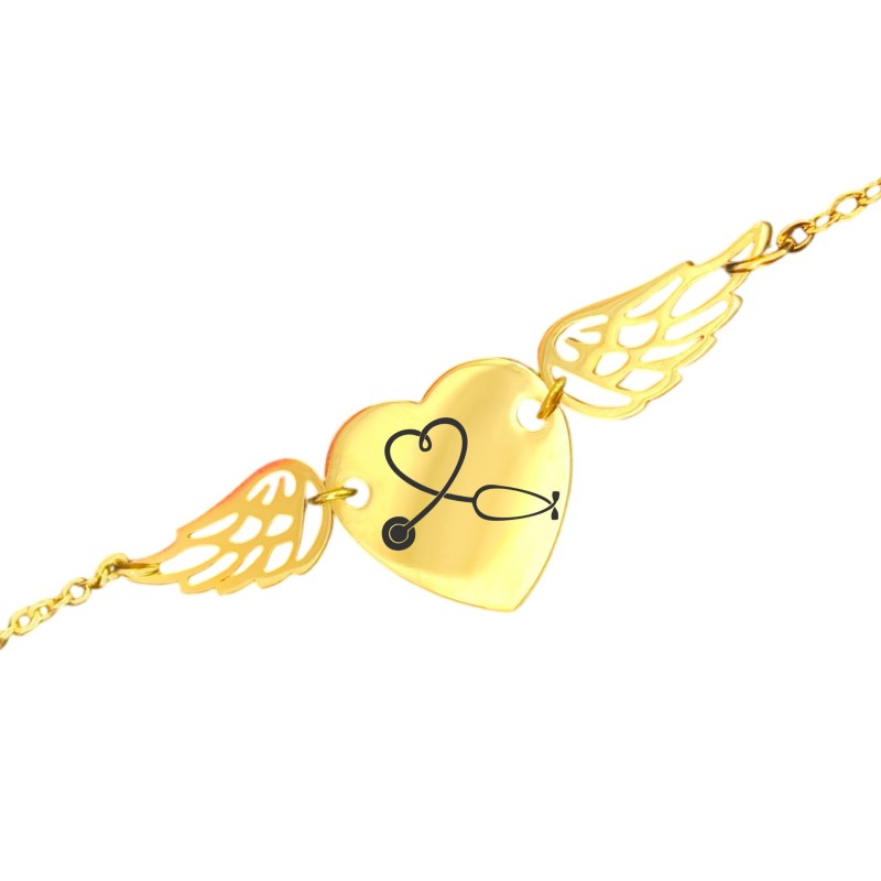                  Colier Personalizat Inima Aripi Inox Auriu Doctor
               