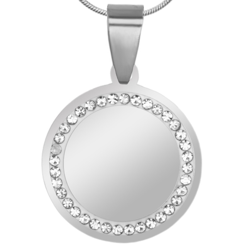 Colier Personalizat Rotund Pietre Inox Argintiu Lantisor Tub Avocat Justitie