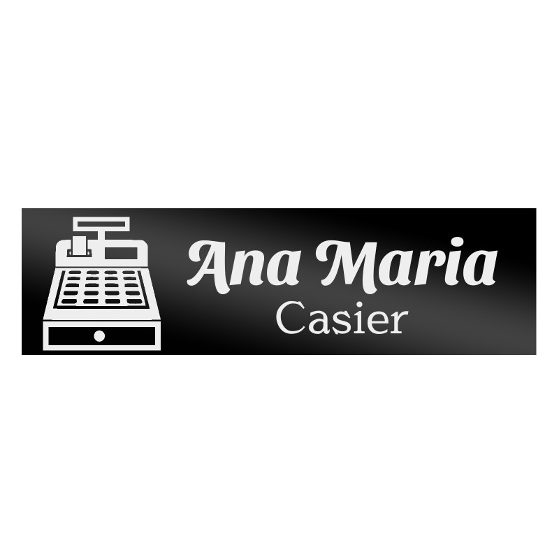                  Ecuson Personalizat Inox Negru Nume Casier
               