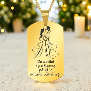 Colier Personalizat Army Inox Auriu Nunta