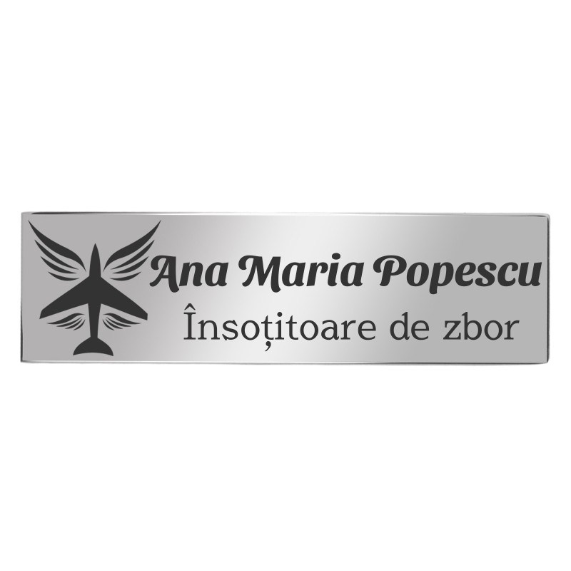                  Ecuson Personalizat Inox Argintiu Nume Insotitor de Zbor
               