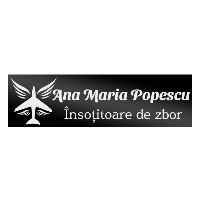                  Ecuson Personalizat Inox Negru Nume Insotitor de Zbor
               