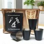 Set Cadou Pahare si Sticla de buzunar Personalizata Inox Negru Tava 200ml Doctor