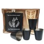 Set Cadou Pahare si Sticla de buzunar Personalizata Inox Negru Tava 200ml Avocat