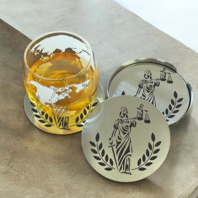                  Set Coastere Pahare cu Suport Inox Avocat
               