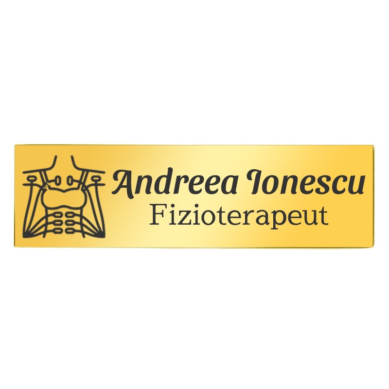 Ecuson Personalizat Inox Auriu Nume Fizioterapeut
